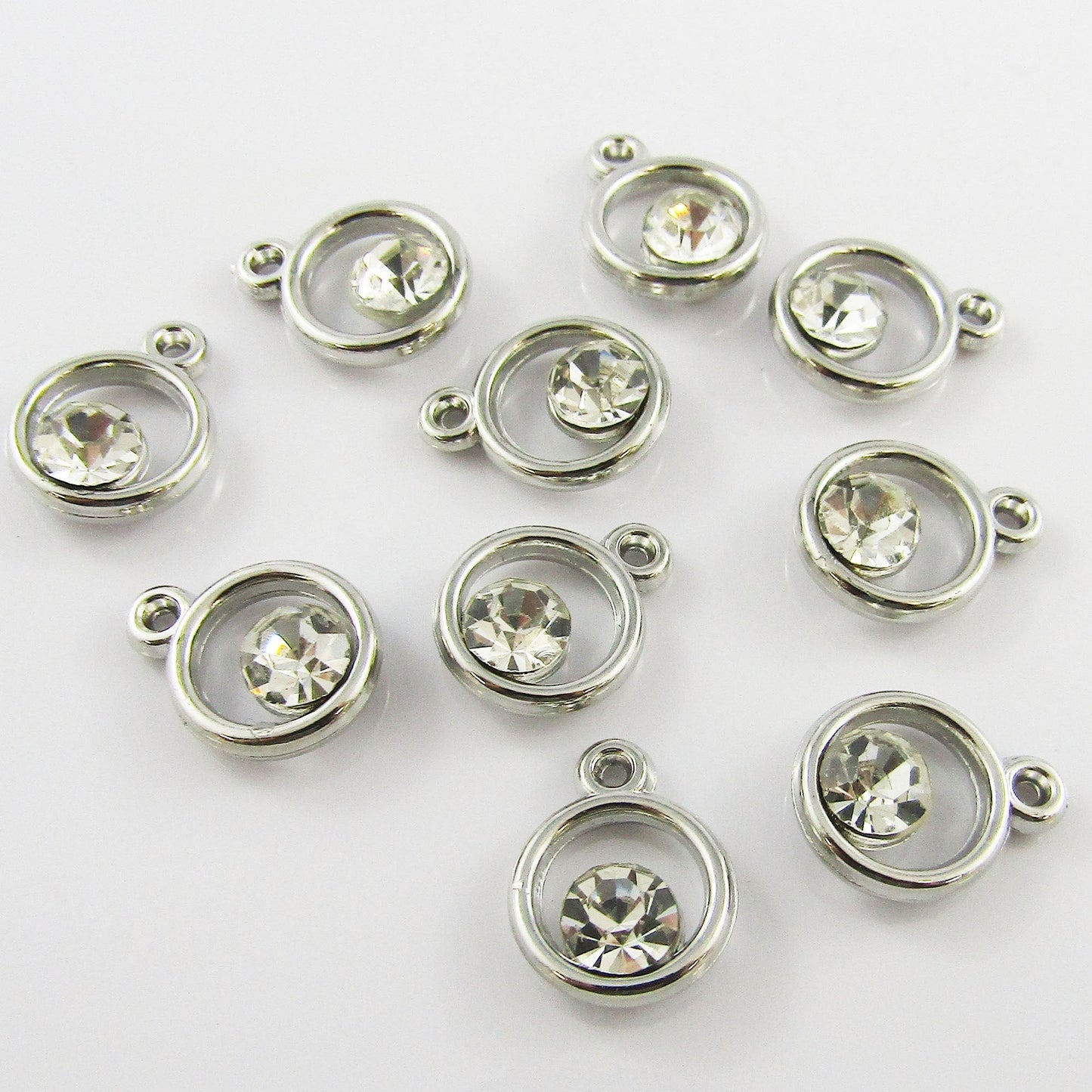 10pcs Rhinestone in Circlet Charm Pendant 15x12x5mm ACRYLIC