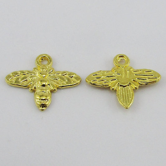 Bulk Tiny Bee Charm Pendant Golden Garden Insects 13x16x2mm Select Qty