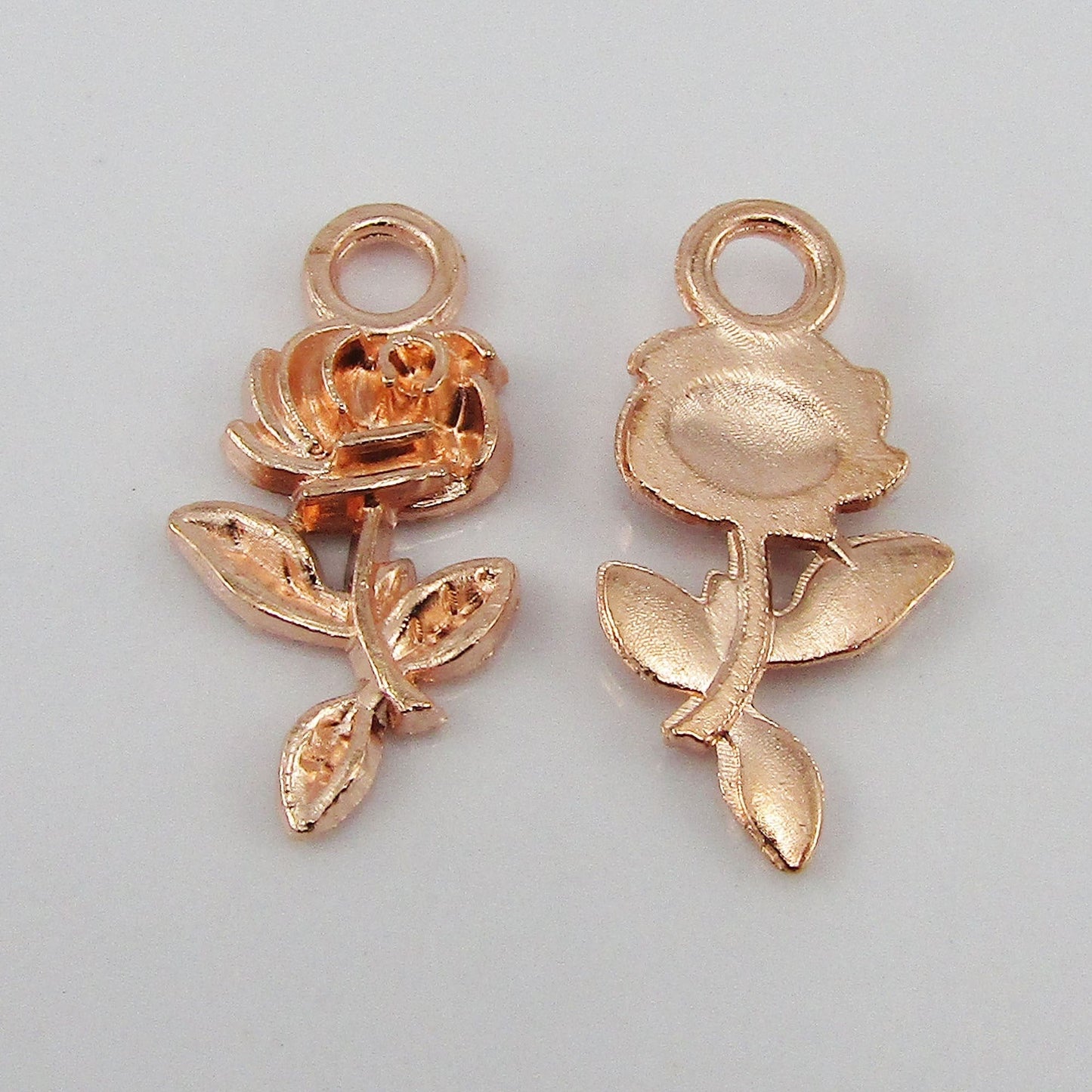 Bulk Rose Flower Charm Pendant Rose Gold Alloy 21x10.5x2.5mm Select Qty