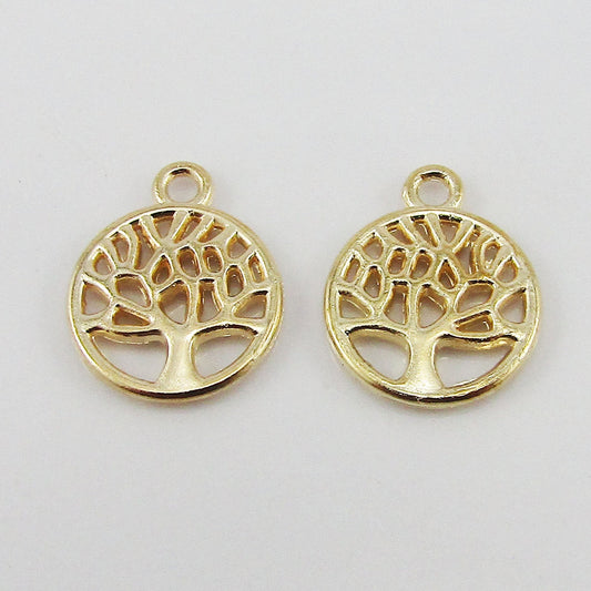 Bulk Mini Tree of Life Charm Pendant Light Gold 13x11x1.5mm Select Qty