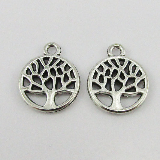 Bulk Mini Tree of Life Charm Pendant Silver Tone 13x11x1.5mm Select Qty