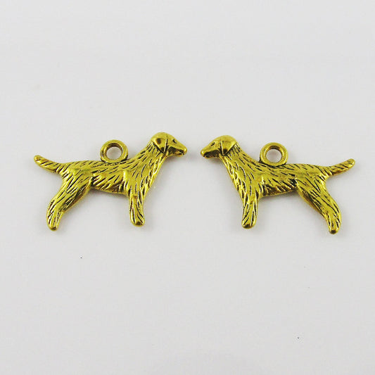 Bulk Labrador Retriever Dog Charm Pendant Antique Gold 23x14.5x2.2mm Select Qty