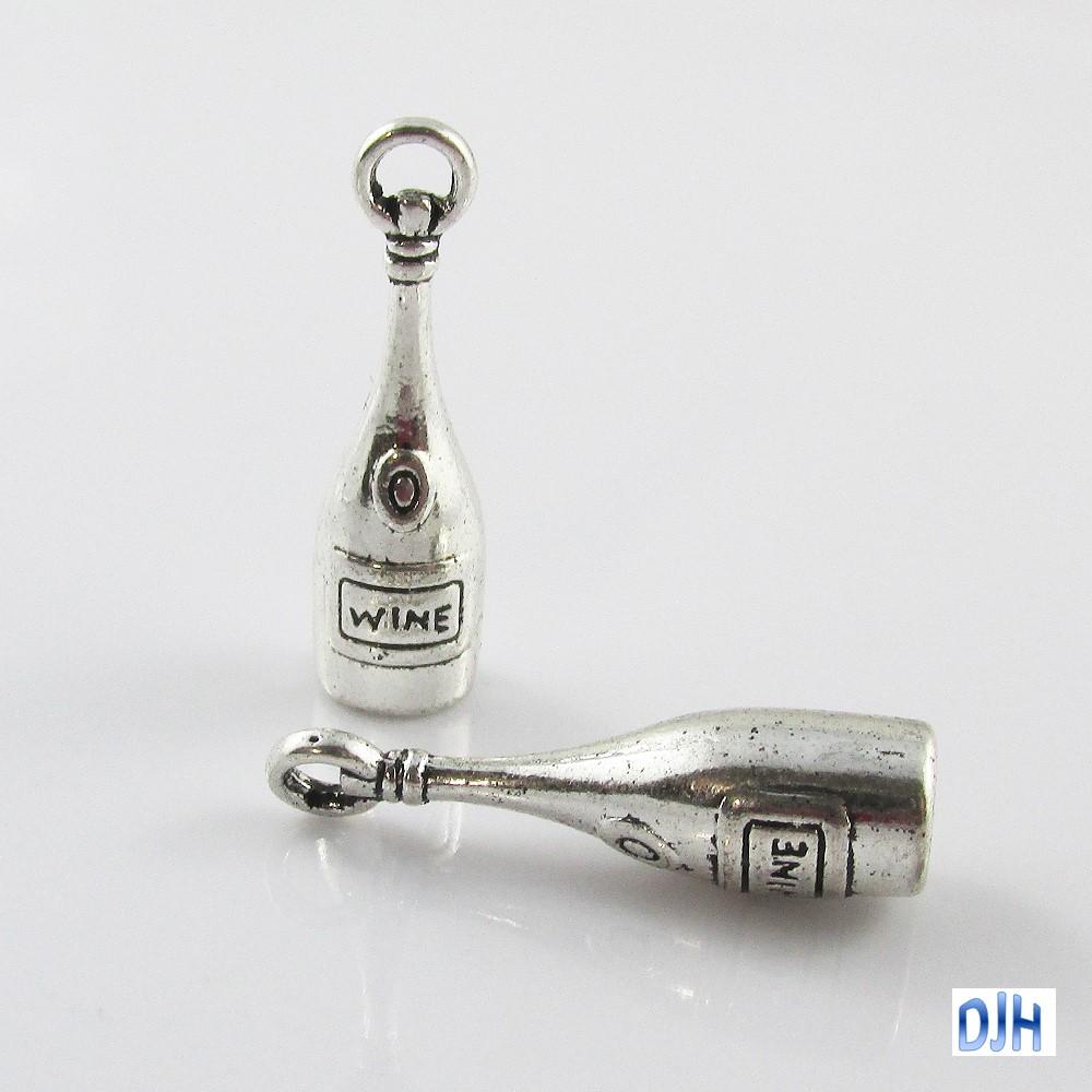 Bulk 3D Wine Bottle Charm Pendant Beverage Drink Wine Lover 27x8mm Select Qty