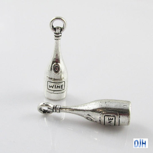 Bulk 3D Wine Bottle Charm Pendant Beverage Drink Wine Lover 27x8mm Select Qty