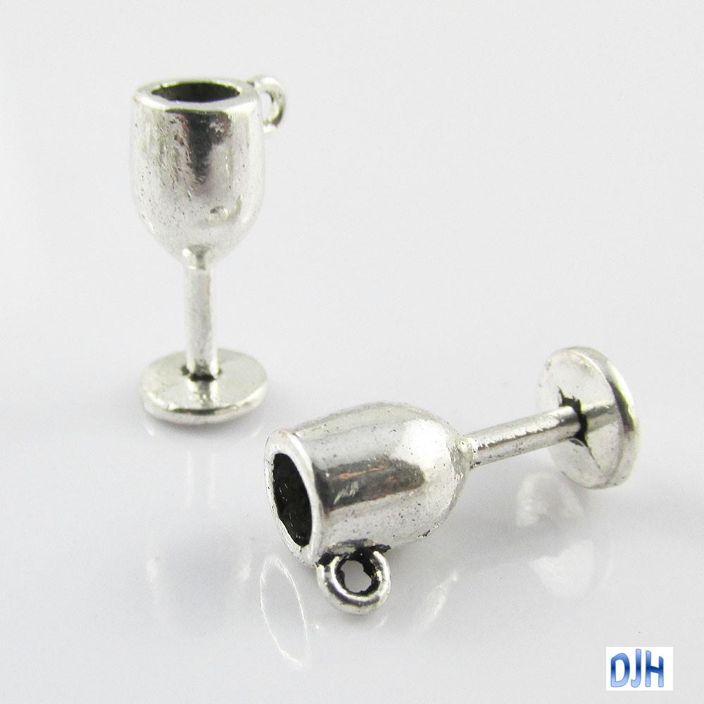 Bulk Wine Goblet Charm Pendant Wine Glass Celebration 16x8mm Select Qty
