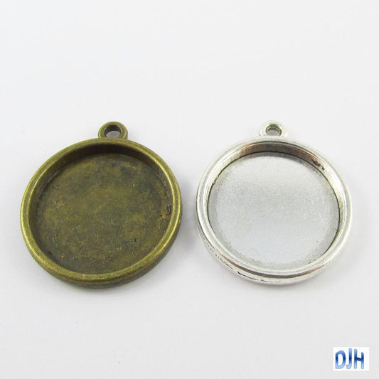 Bulk Pack of 5 Round Cabochon Setting 23x3mm Tray 20mm Select Silver or Bronze