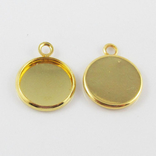 Bulk Gold Plate Round Cabochon Setting 17x14mm Fit 12mm Cabs Select Qty