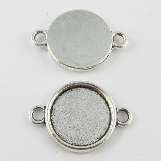 Bulk Pack of 10 Round Cabochon Connector Setting 25x17mm Fit 14mm Cabochons