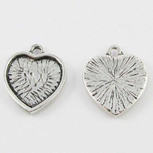 Bulk 10 Pack Heart Cabochon Pendant Setting 16x14mm Fit 12x12mm Heart Cabochons