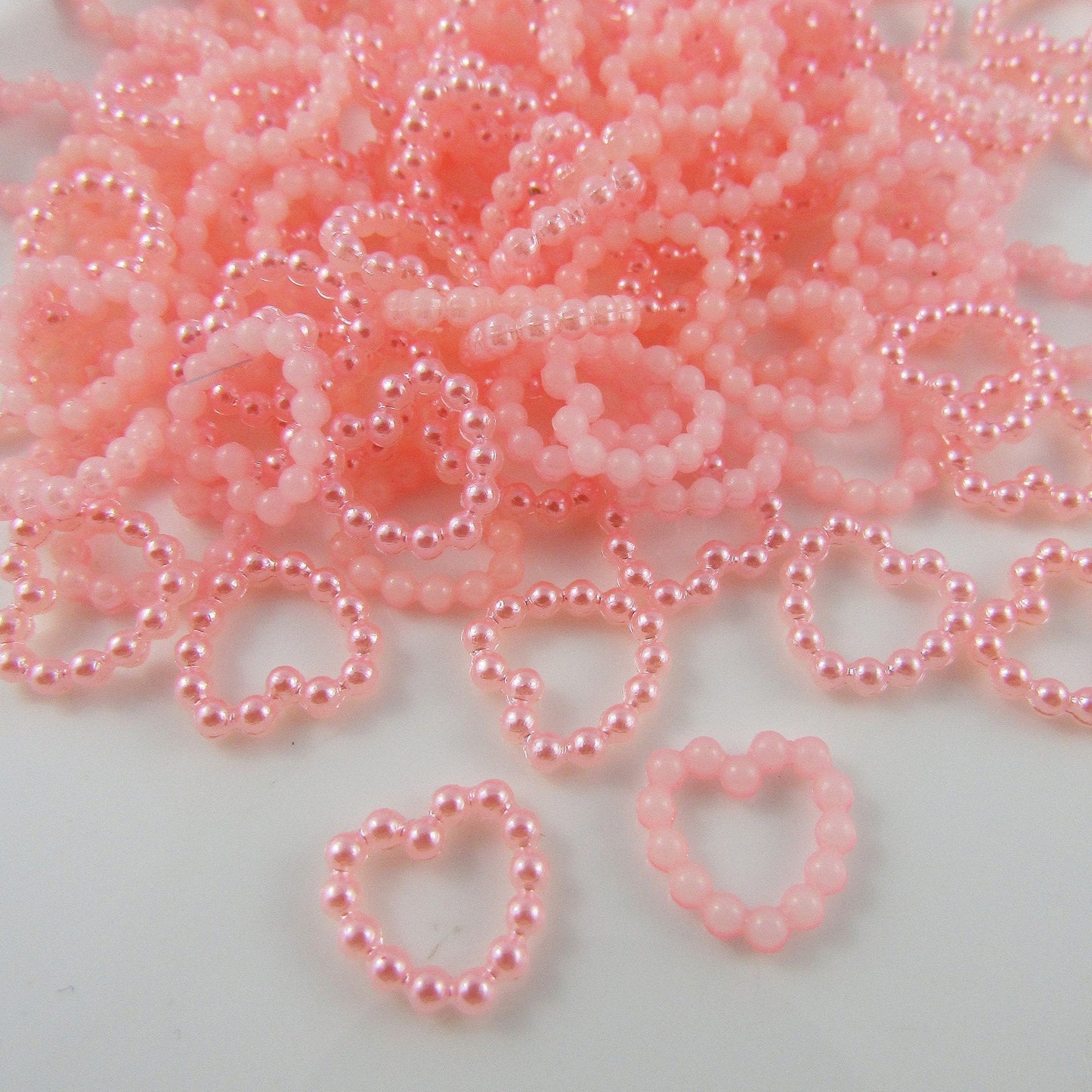 Bulk 100pcs Love Heart Acrylic Pearl Embellishment 11x11mm