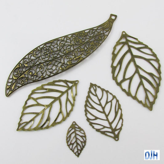 10pcs Metal Filigree Leaf Embellishments Cards Scrapbooking Hair Clips