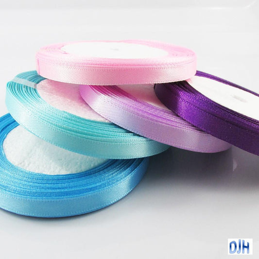 Satin Ribbon 6mm x 22 mtr roll for Crafts, Hair Bows, Wedding Select Colour