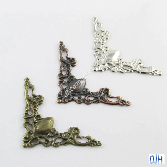 30pcs Filigree Corner Embellishments 22x22mm Craft Scrapbooking Pick Colour
