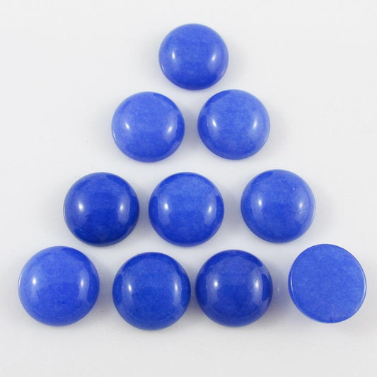 10pcs Royal Dyed White Jade Gemstone Cabochon 12mm Round Flat Back Earrings etc