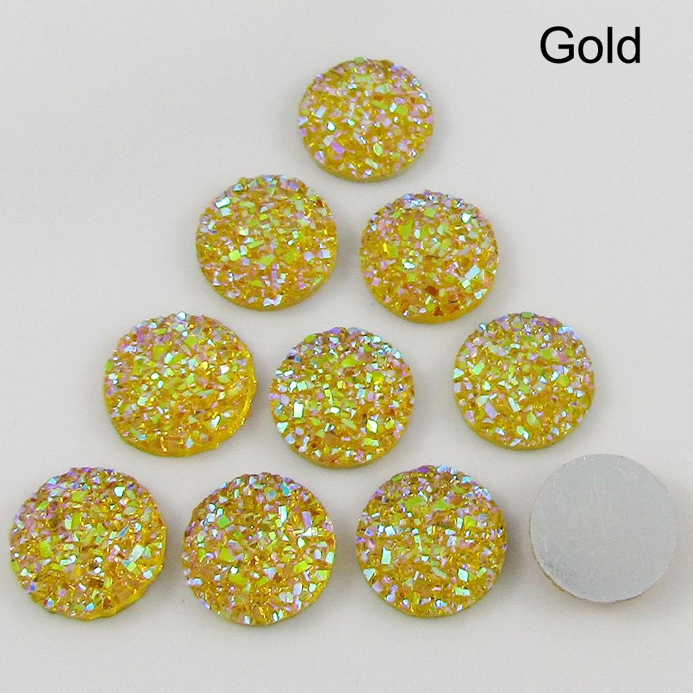 10pcs Metallic Druzy Cabochon 12mm Flat Back Earring etc Select Colour