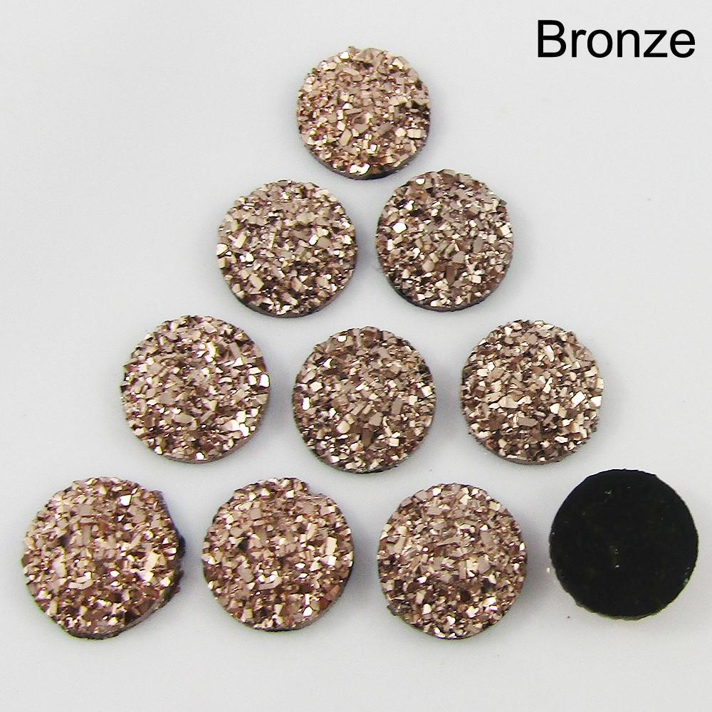 10pcs Metallic Druzy Cabochon 12mm Flat Back Earring etc Select Colour