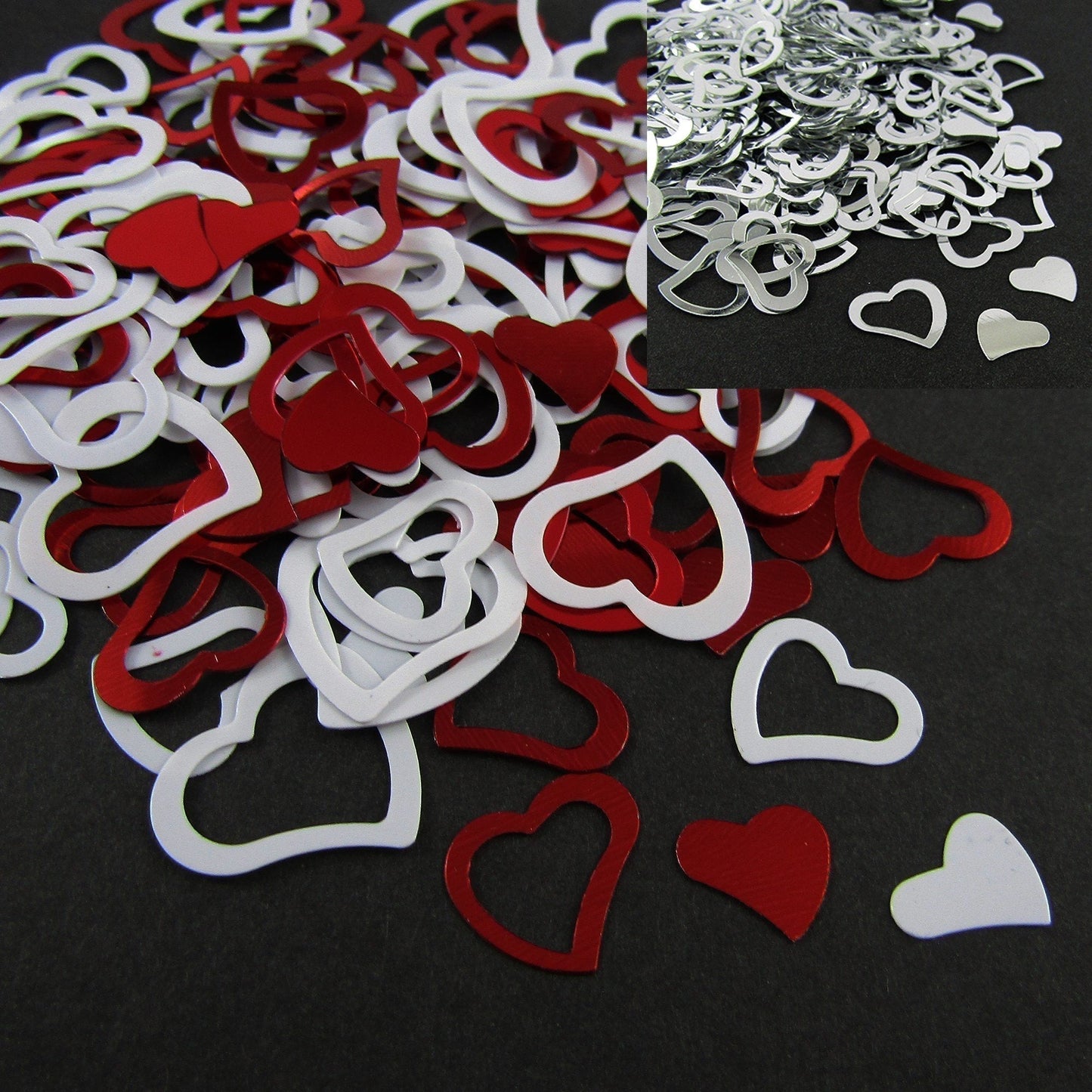15g PVC Valentine Heart Confetti Sprinkles For Tables Confetti Cards Pick Colour