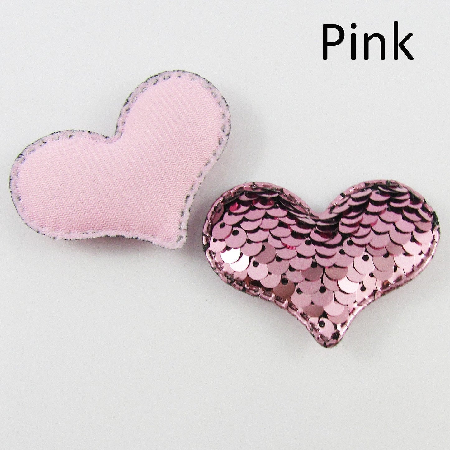 10pcs Sequins Heart Padded Puffy Patch Craft Embellishment 41x54mm Select Colour