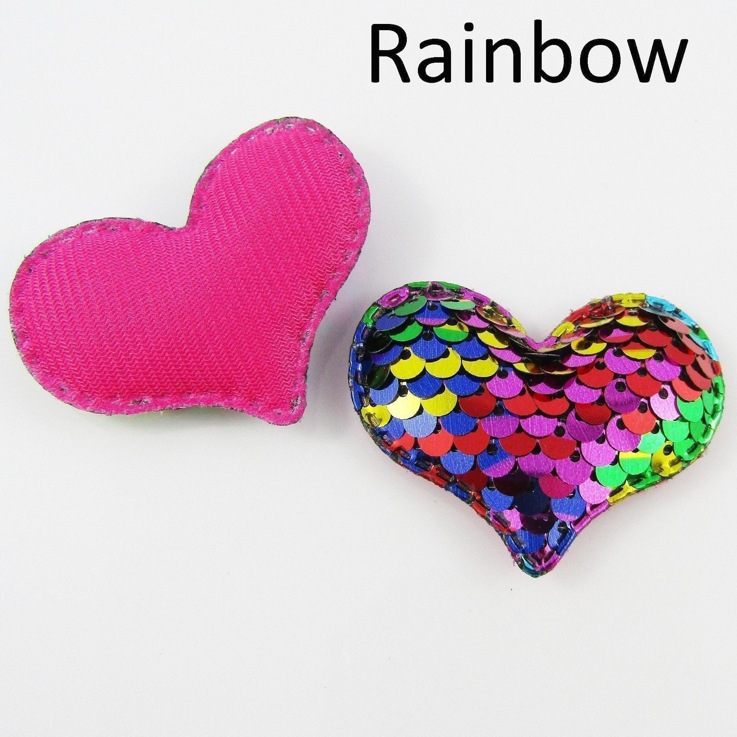 10pcs Sequins Heart Padded Puffy Patch Craft Embellishment 41x54mm Select Colour