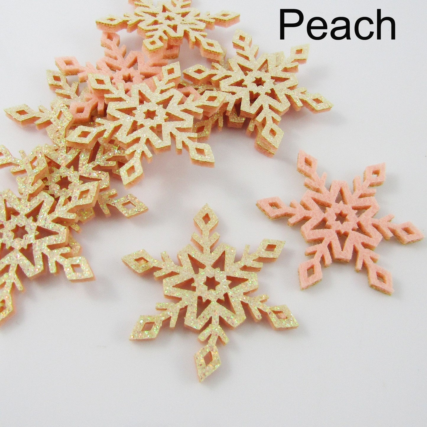10pcs Glitter Felt Snowflake Craft Embellishment 41x36mm Select Colour