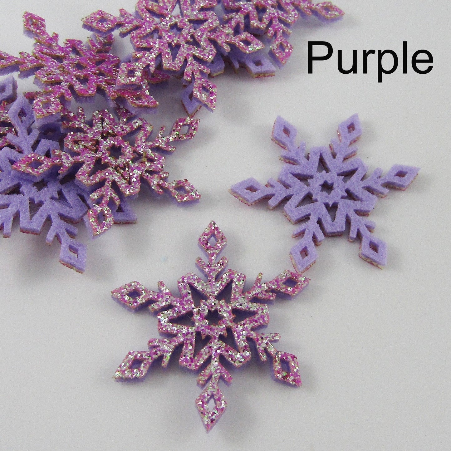 10pcs Glitter Felt Snowflake Craft Embellishment 41x36mm Select Colour