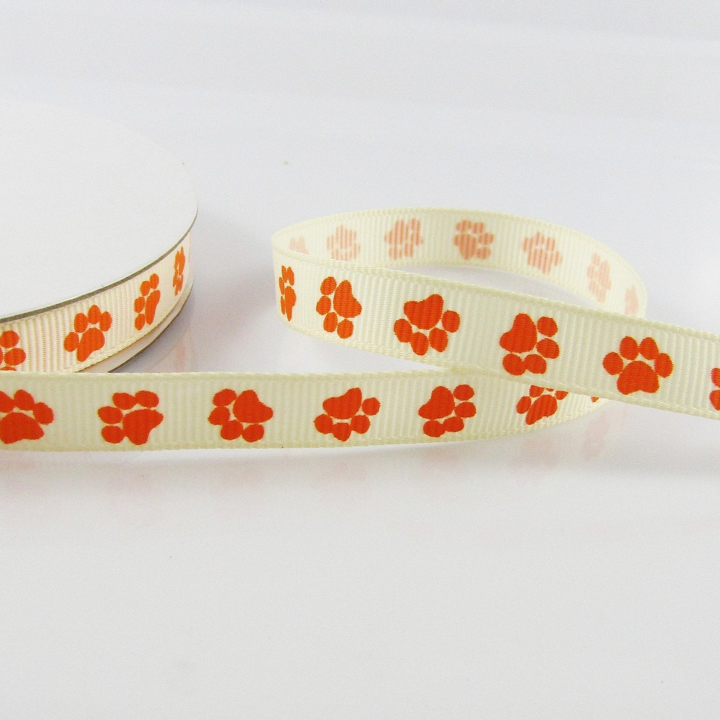 3metres Printed Paw Print Grosgrain Ribbon 10mm Select Black or Orange