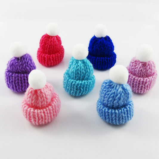 10pcs Dollhouse Miniature Knitted Beanie Hat Doll Bead 45x35mm Select Colour