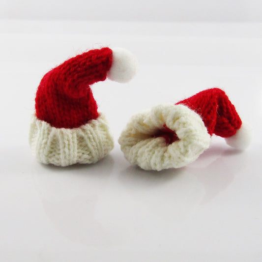 5pcs Dollhouse Miniature Knitted Santa Hat Christmas Decorations 65x35mm