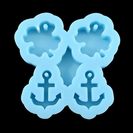Clover Leaf & Anchor Pendant Earring Silicone Casting Mould for Epoxy Resin