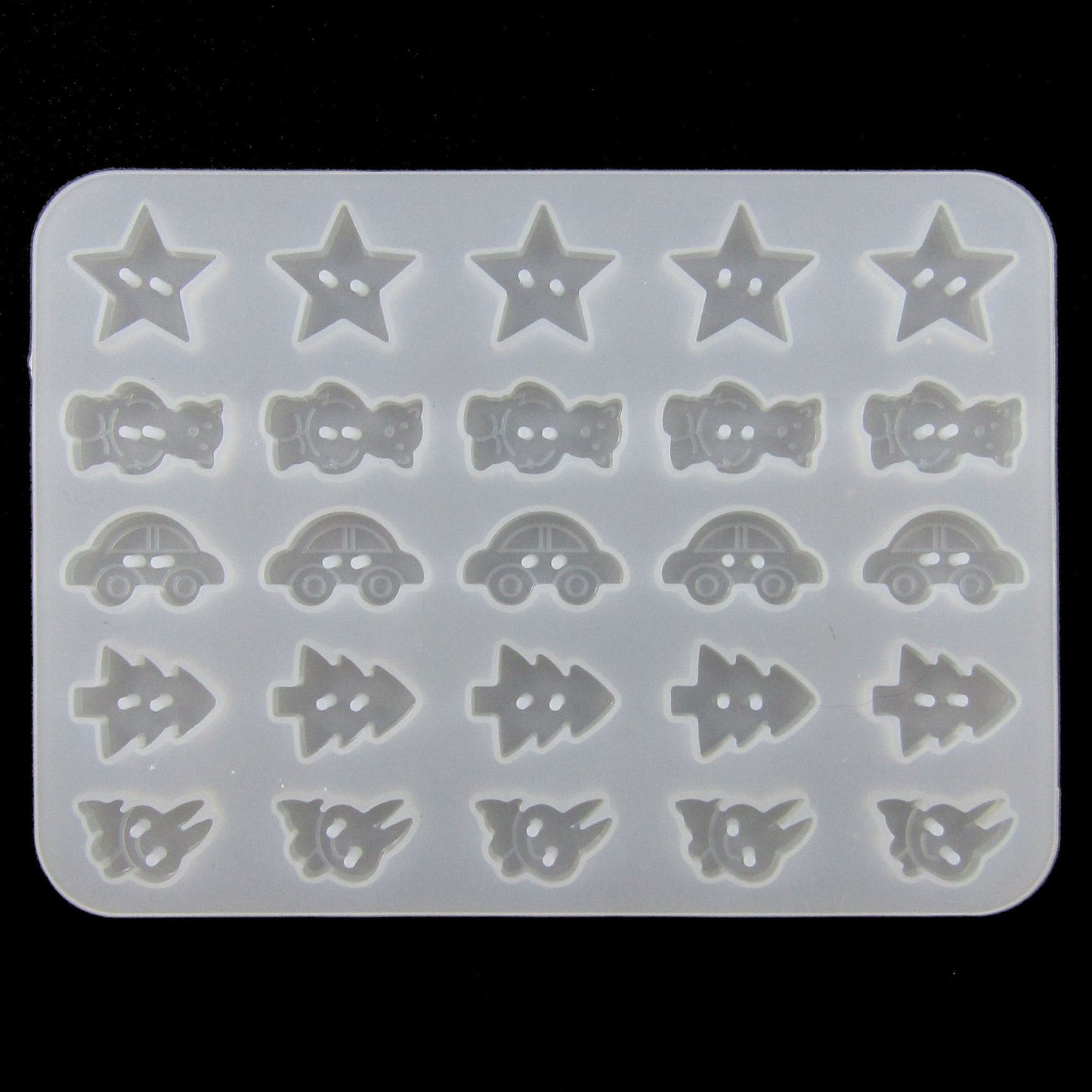 Star Teddy Car Tree Rabbit Novelty Button Silicone Casting Mould for Epoxy Resin