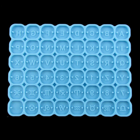 MINI Square Alphabet Number Zodiac Charm Silicone Casting Mould for Epoxy Resin