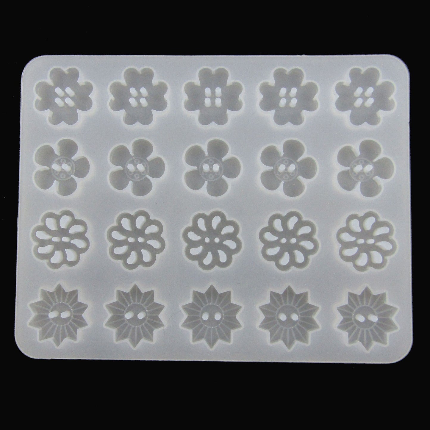Mixed Flowers Novelty Button Silicone Casting Mould for Epoxy Resin