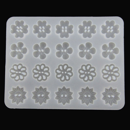 Mixed Flowers Novelty Button Silicone Casting Mould for Epoxy Resin