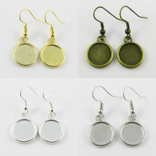 Bulk 10pcs (5 pair) DIY Cabochon Setting Hook Earrings Fit 12mm Cabs Pick Colour