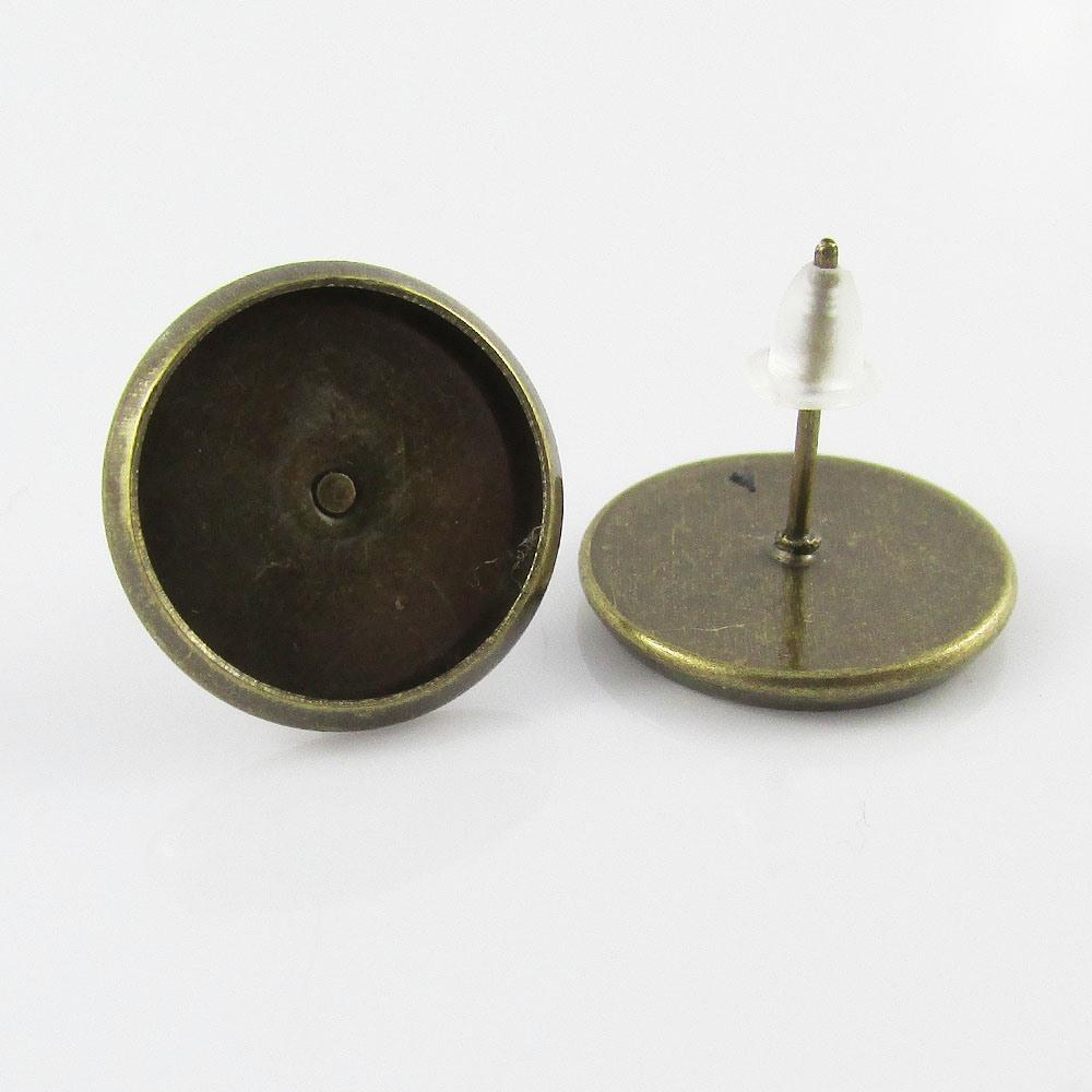 Bulk 20pce (10pair) Bronze Cabochon Post Stud Earring Finding Fit 12mm Cabs