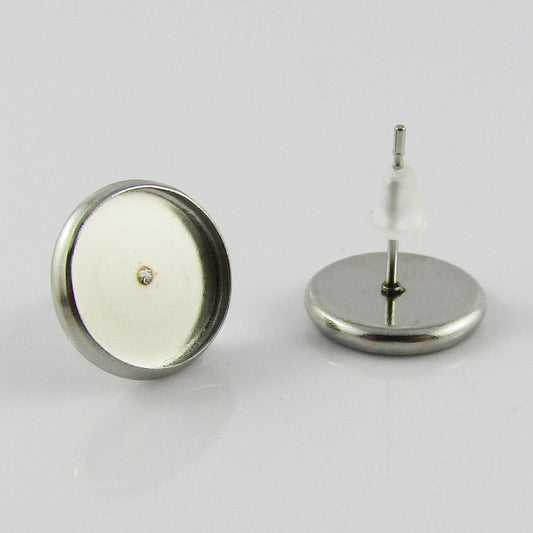 Bulk 20pcs (10pair) DIY Cabochon Setting Post Stud Earring Fits 10mm Cabs 304SS