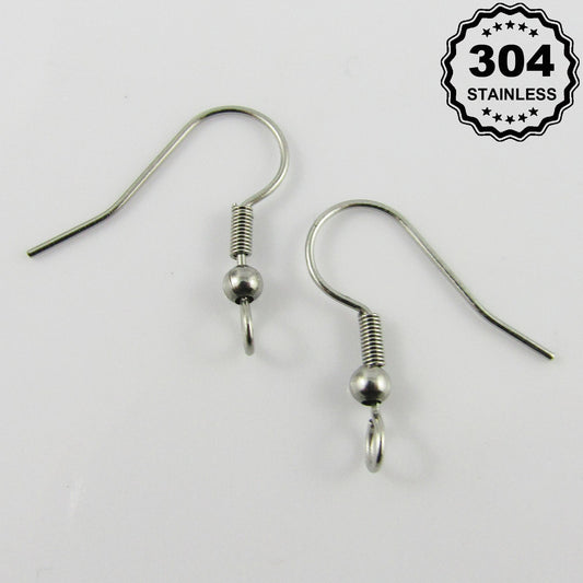 Bulk 50pcs (25pair) Earring Hook Finding 20x18mm 304 Stainless Steel