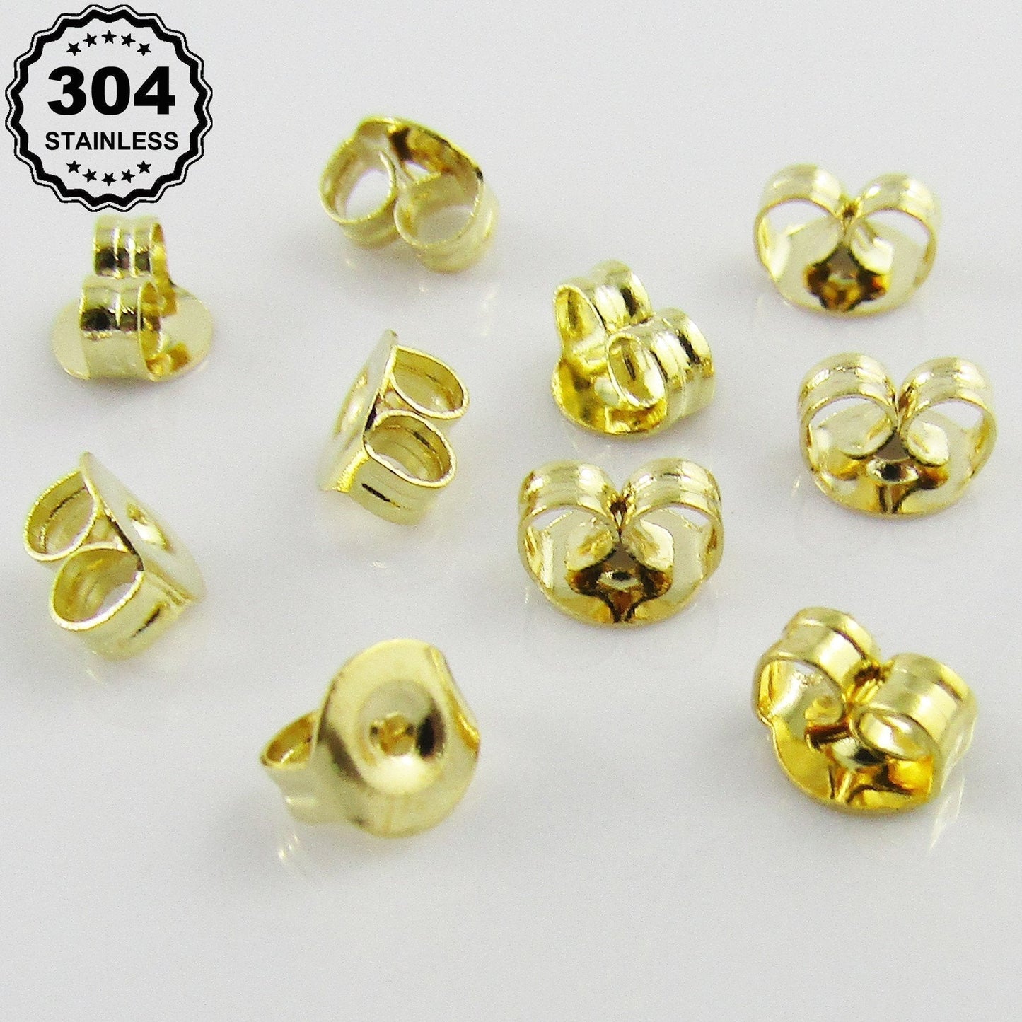 Bulk 50pcs(25pair) Butterfly Earnut Earring Back Stopper 4.5x5x3mm 304Stainless
