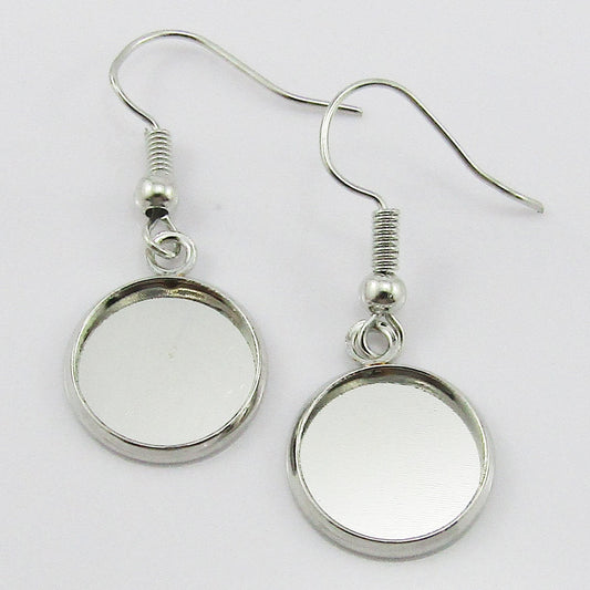Bulk 10pcs (5pair) DIY Cabochon Setting Hook Earrings Fit 12mm Cabs