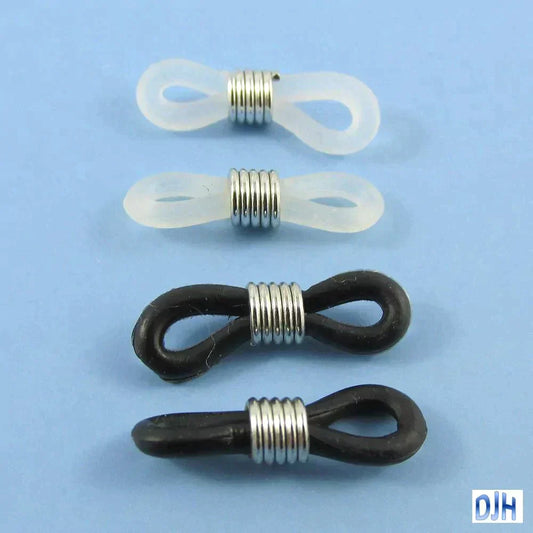 Bulk 10pcs (5sets) Rubber End Connectors Eyeglass Chains 20x6mm Black or Clear