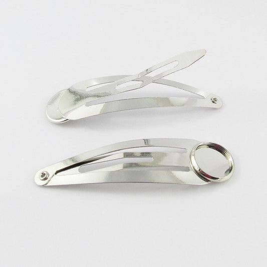 Bulk 10pcs Cabochon Setting Snap Hair Clip Finding 52mm Fit 12mm Cabs