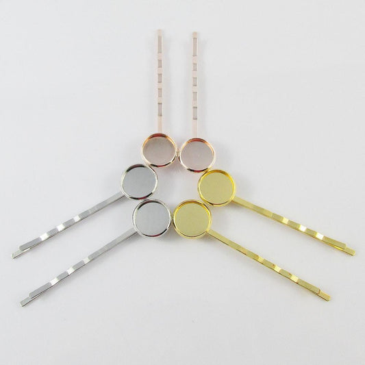 Bulk 10pcs Cabochon Setting Bobby Pin Hair Slide Finding 61mm Fit 12mm Cabs