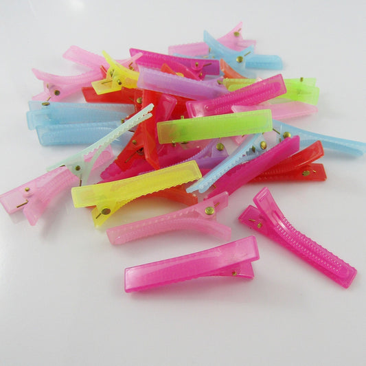 Bulk 20pcs DIY Alligator Hair Clip Finding Hair Bow Plastic Mixed Colour 41x8mm