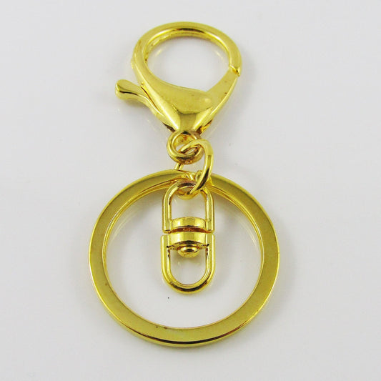 BULK Key Ring Keychain Lobster Clasp Swivel Finding SplitRing Keyring GOLD