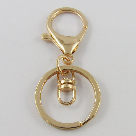 BULK Key Ring Keychain Lobster Clasp Swivel Finding SplitRing Keyring Light GOLD