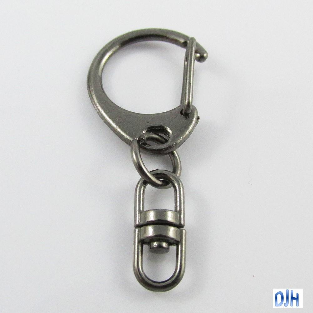 Bulk C Clip with Swivel Key Ring Keychain 18x40mm Silver or Gunmetal Pack of 10