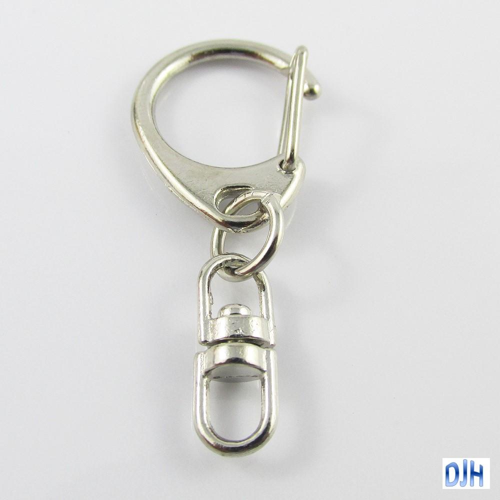 Bulk C Clip with Swivel Key Ring Keychain 18x40mm Silver or Gunmetal Pack of 10