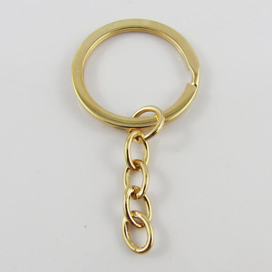Bulk Keychain Key Ring Findings Flat Split Ring Keyring 30mm Gold Select Qty