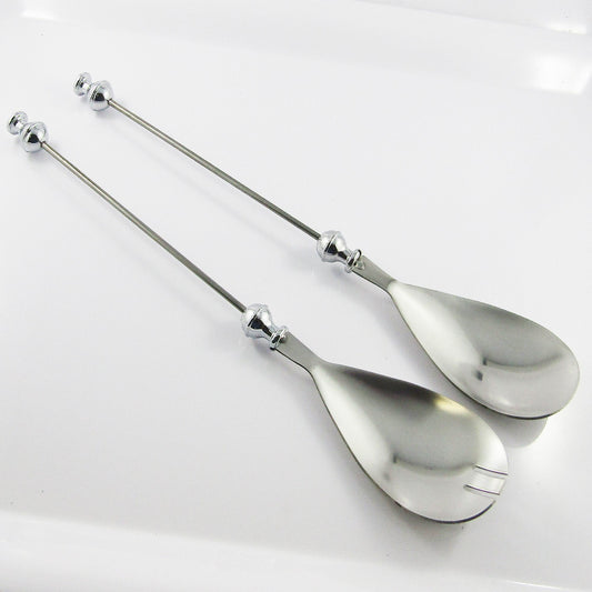 Blank DIY Beadable Small Salad Serving Set Stainless Steel & Alloy 284x50mm