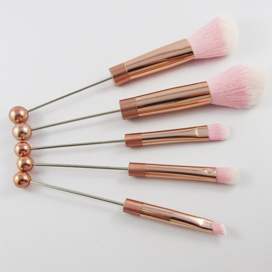 Blank DIY Beadable Makeup Brush Set 16cm Rose Gold 5pcs/set